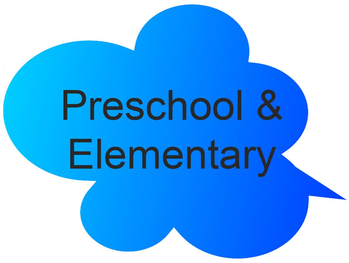 Preschool and Elementary speech bubble click for informaiton