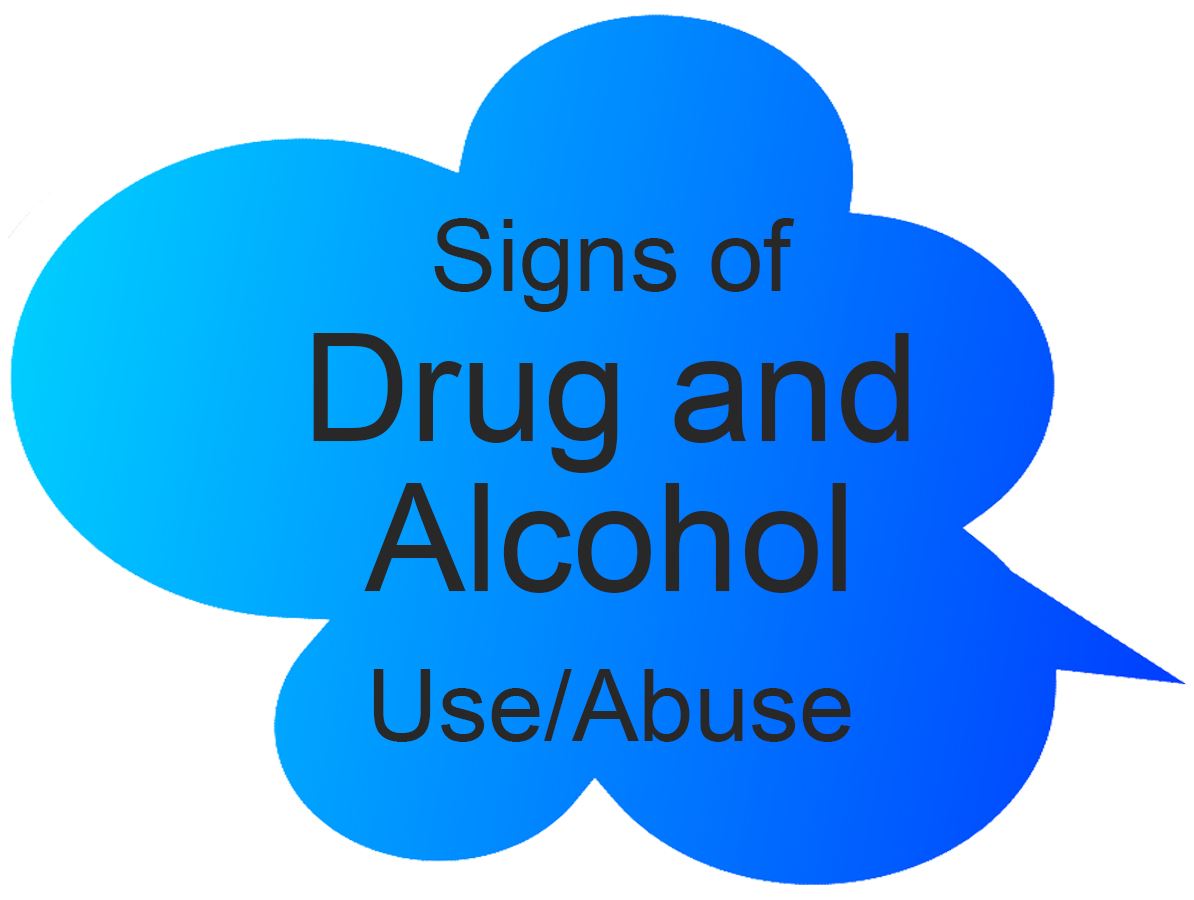 signs of alcohol use and abuse speech bubble click for information