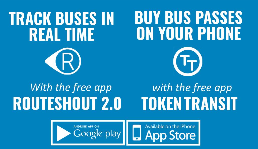 Shows Apps for Riding Transit. Download Route Shout 2.0 and Token Transit