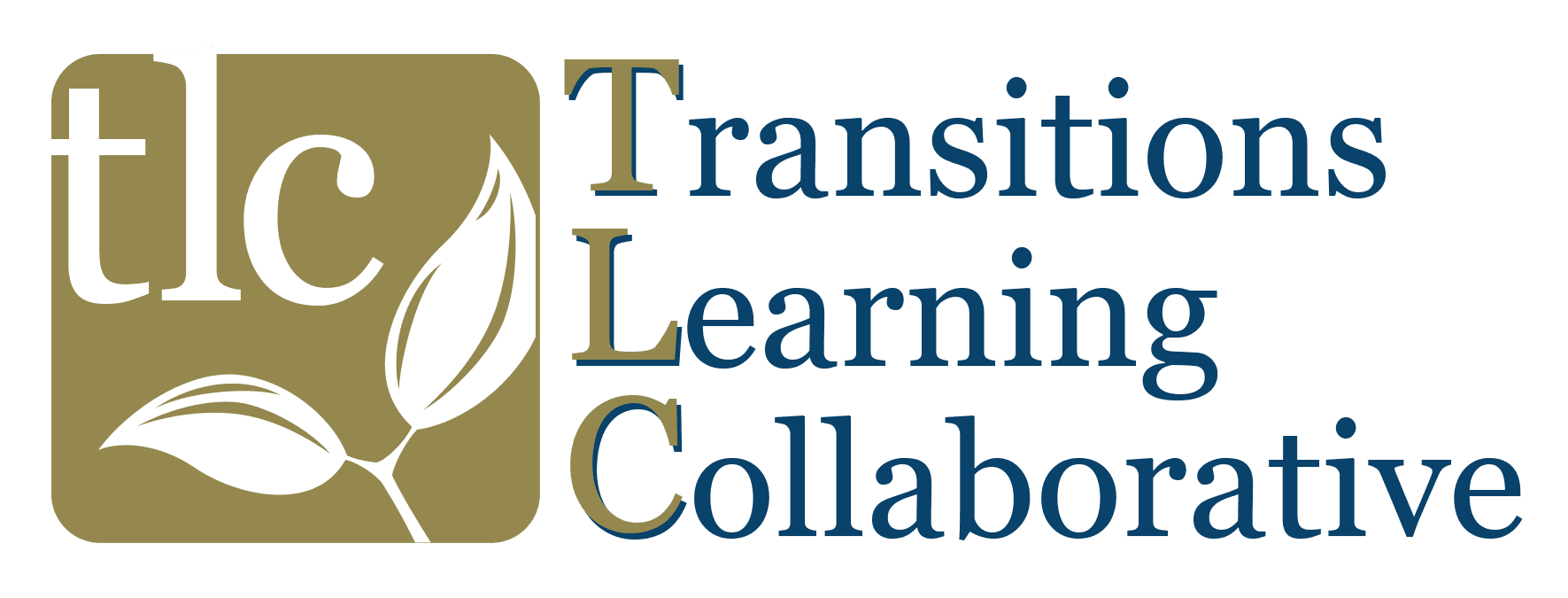 Transitions Learning Collaborative Logo - TLC Gold and Blue with Leaves