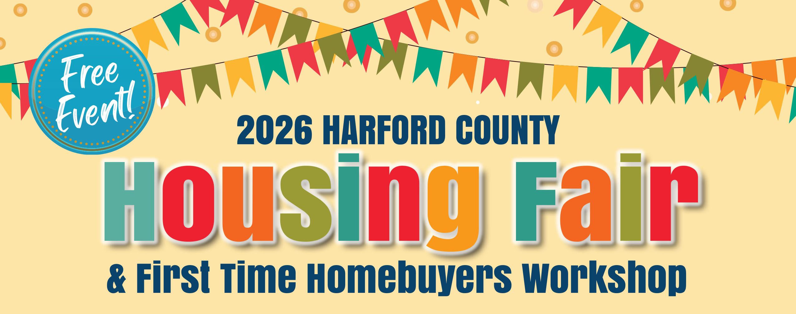Housing Fair Header - Colorful banner with words Housing Fair and Free Event