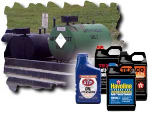 An image showing different types of antifreeze and motor oil