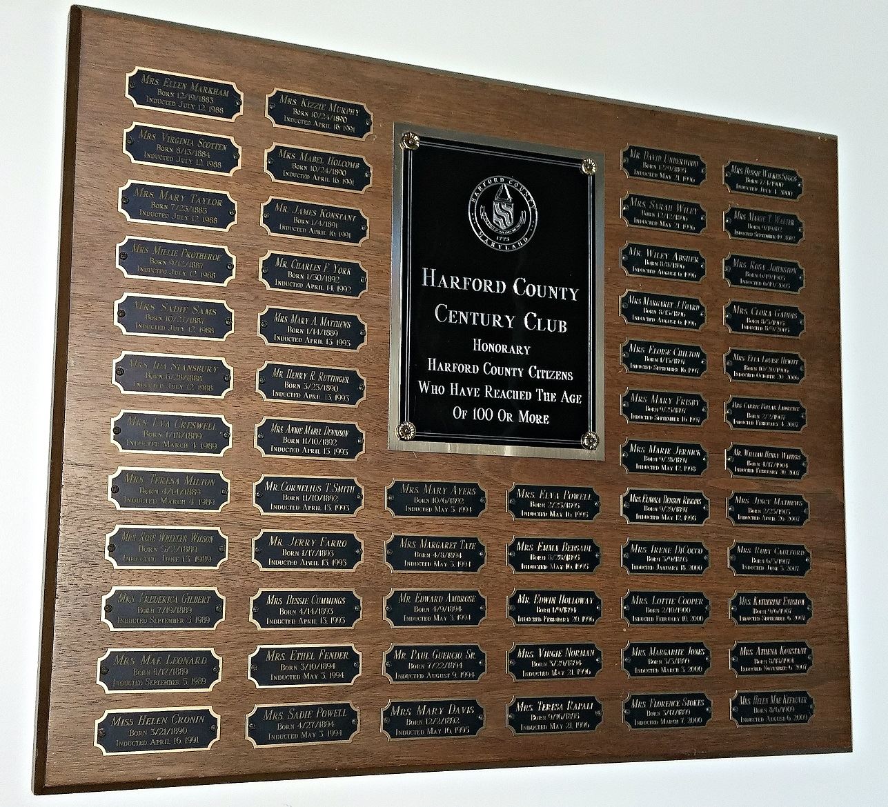 Century Club plaque 1